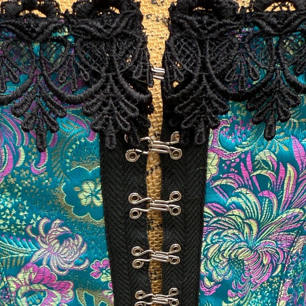Tesa 38 Elegant Blue and Black Corset blue pink sexy